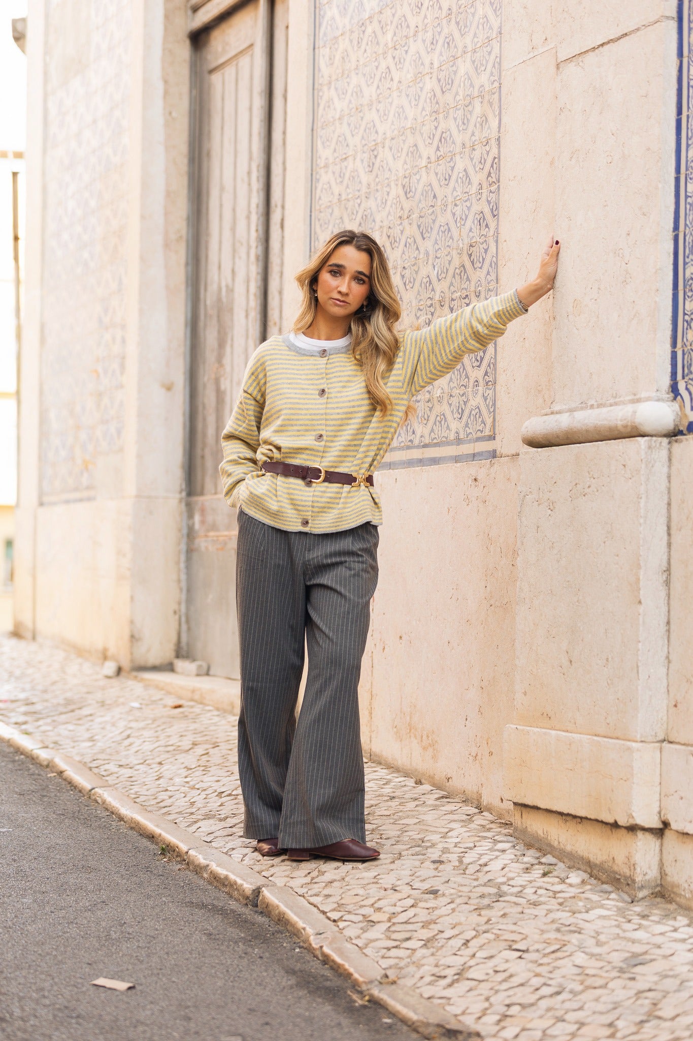 Cardigan Riscas Amarelo