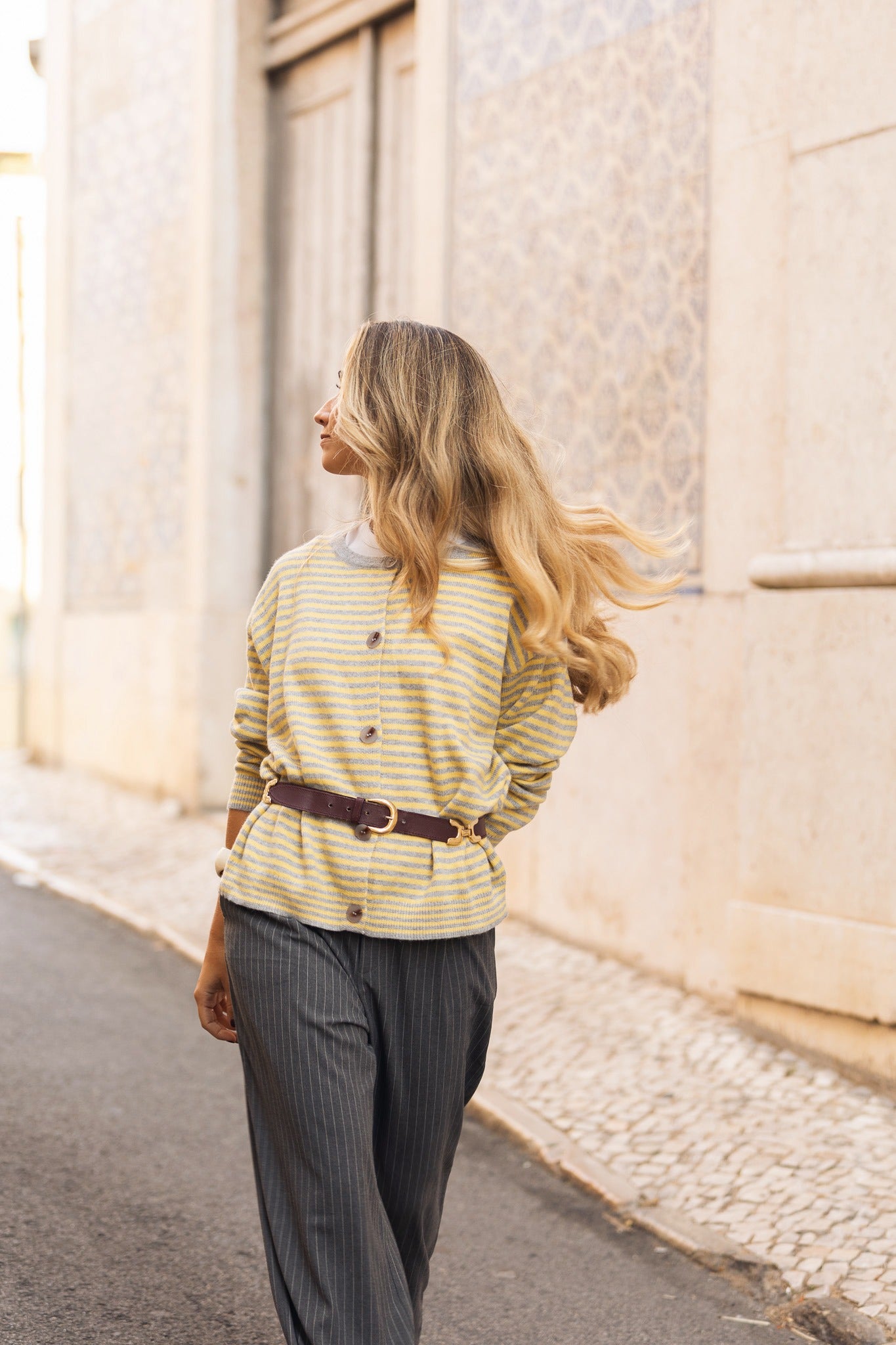 Cardigan Riscas Amarelo